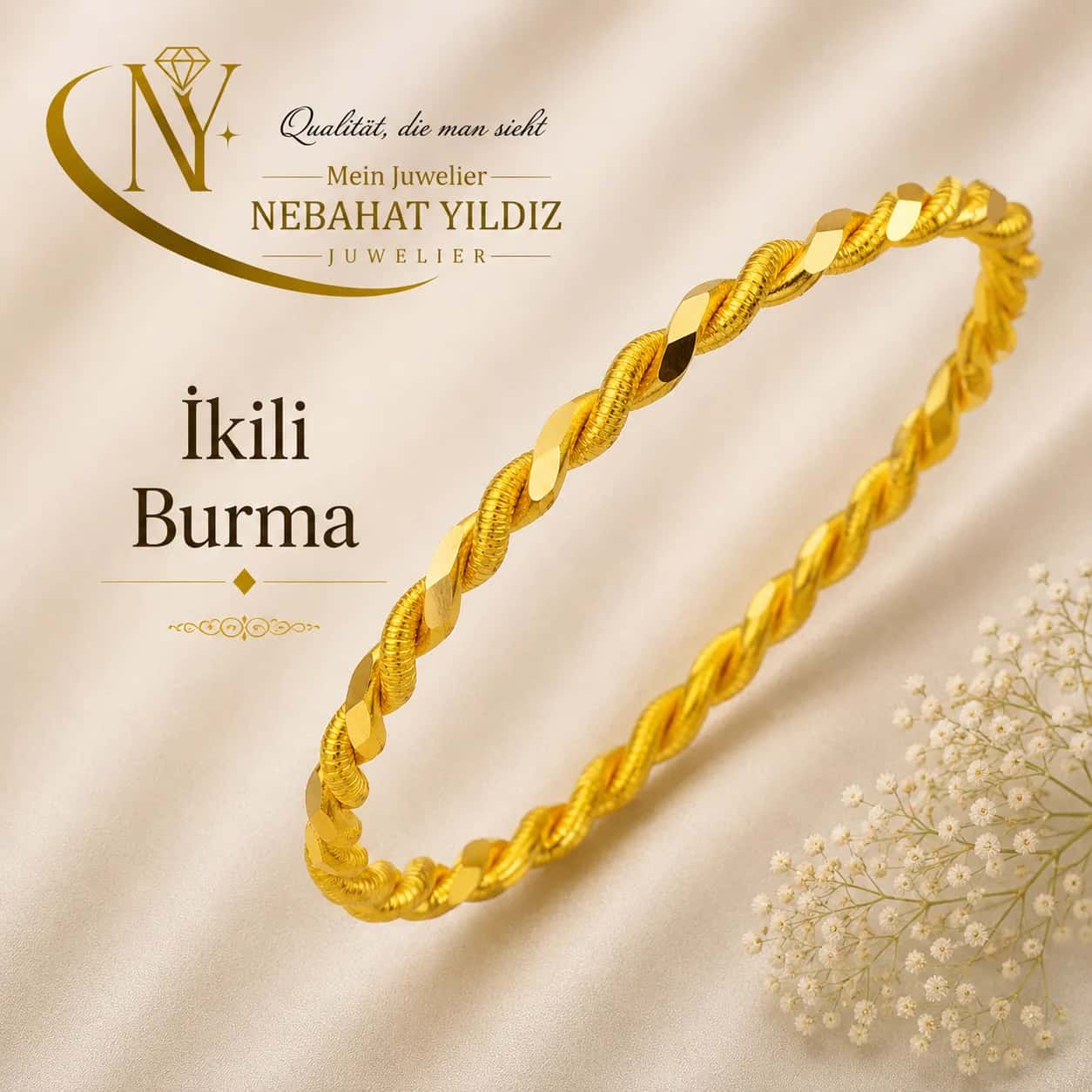 Double Twisted 22 Carat Gold Bracelet 20 g