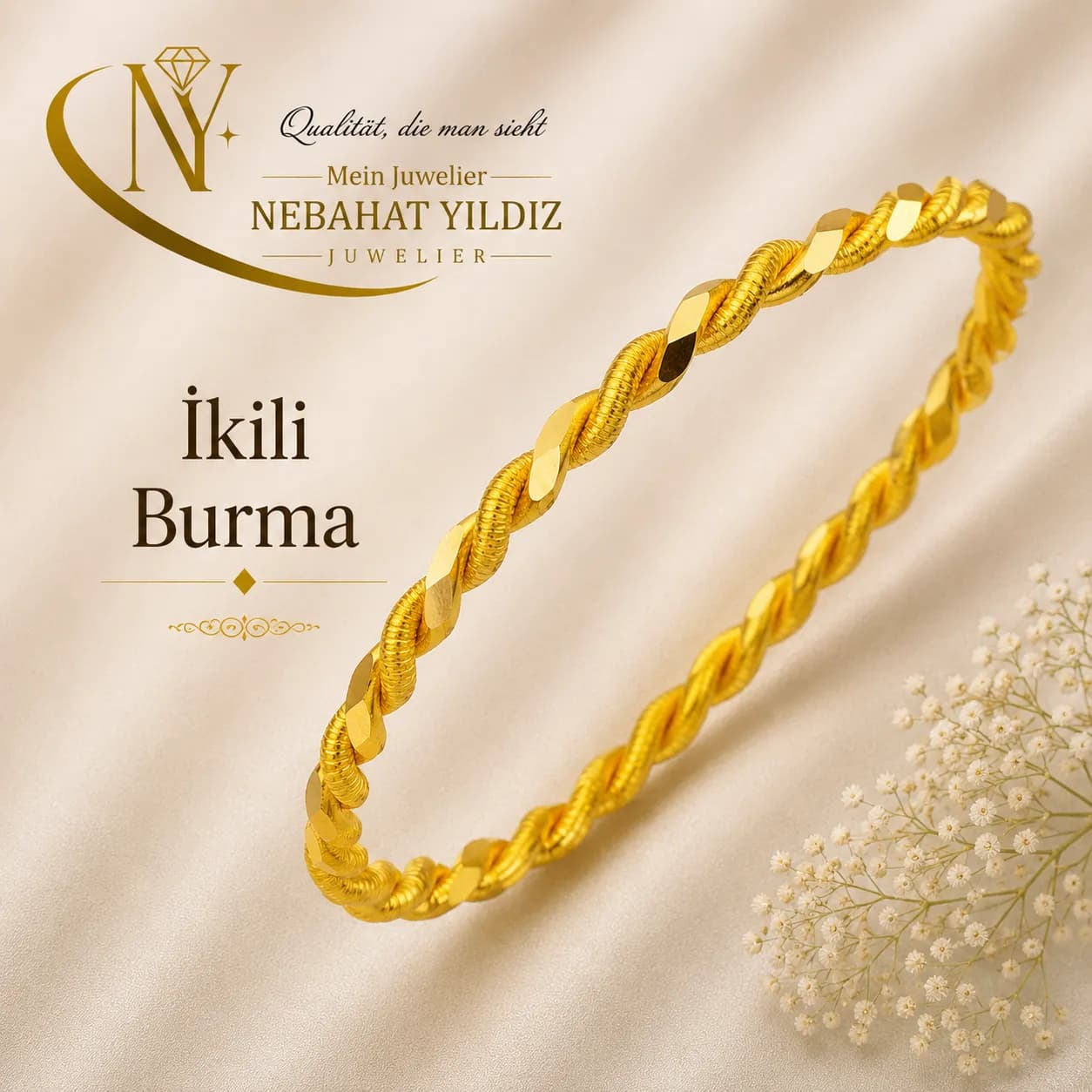 İkili Burma 22 Ayar Altın Bilezik 20 Gr.